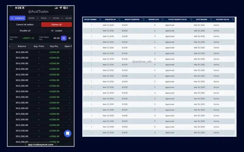 User sharing an Apex Trader Funding payout proof on X